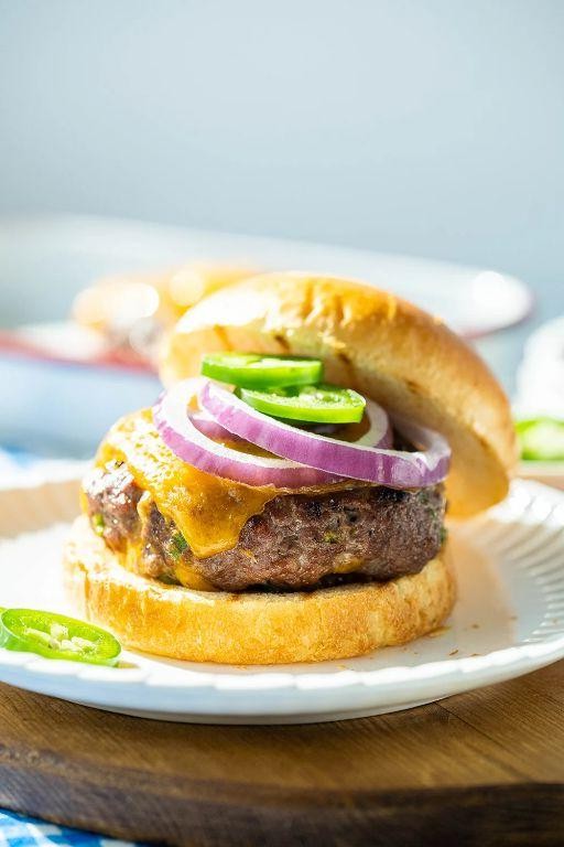 Spicy Jalapeño and Cheddar Burgers