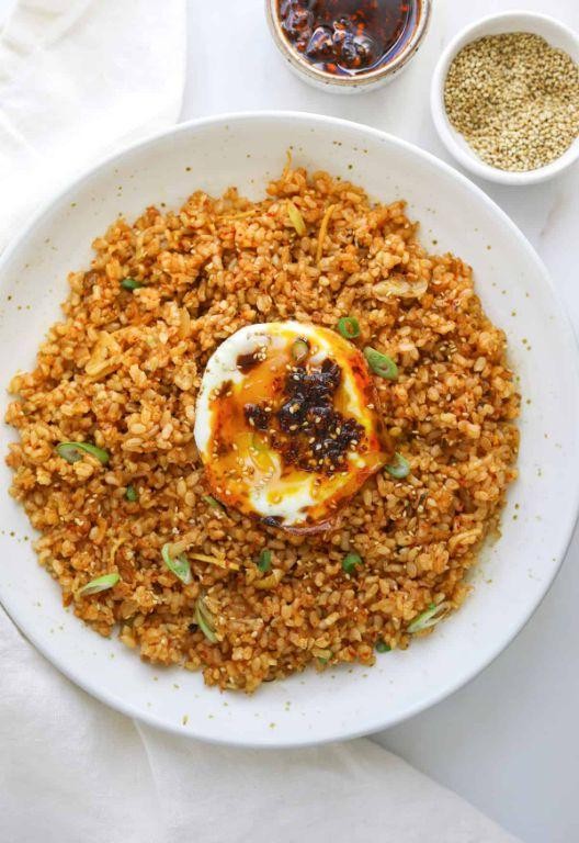 Spicy Kimchi Fried Rice with Brown Rice