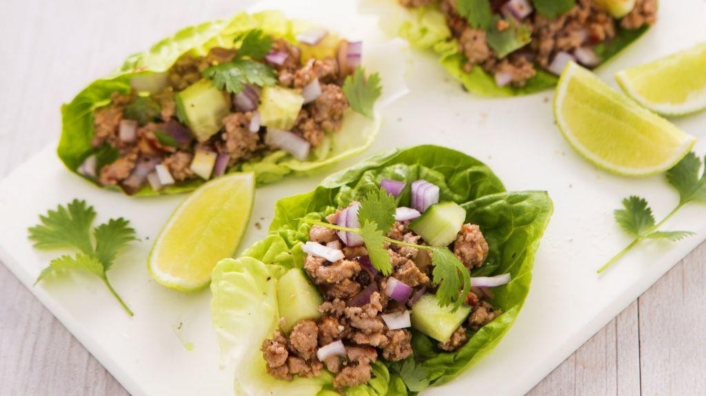 Spicy Larb Tacos with Cilantro
