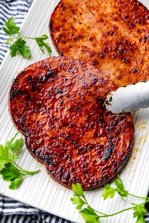 Spicy Maple Mustard Grilled Ham Steak