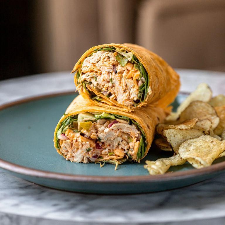 Spicy Microwaved Buffalo Chicken Wraps
