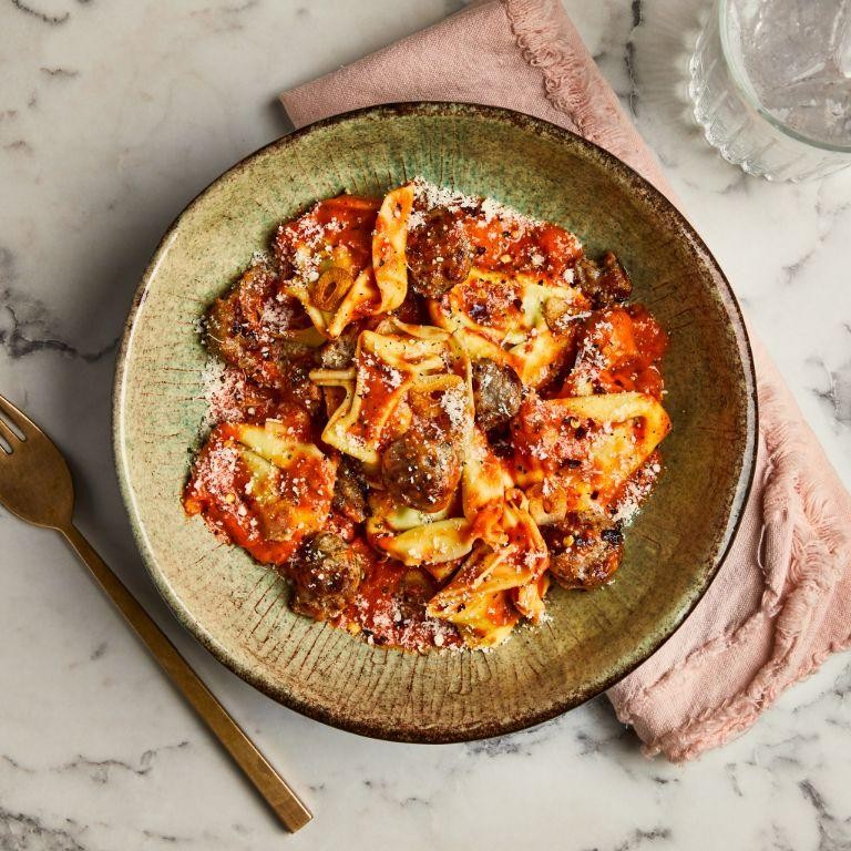 Spicy Sausage and Mushroom Tortellini