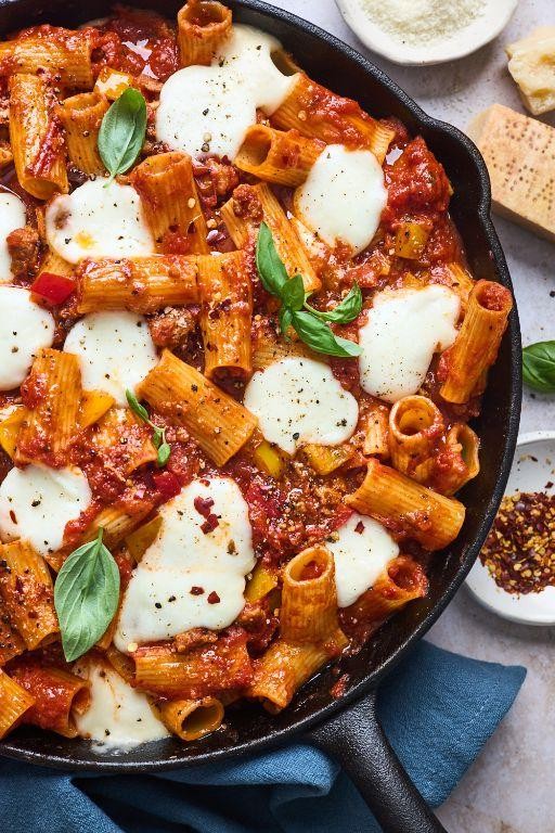Spicy Sausage and Pepper Pasta Bake