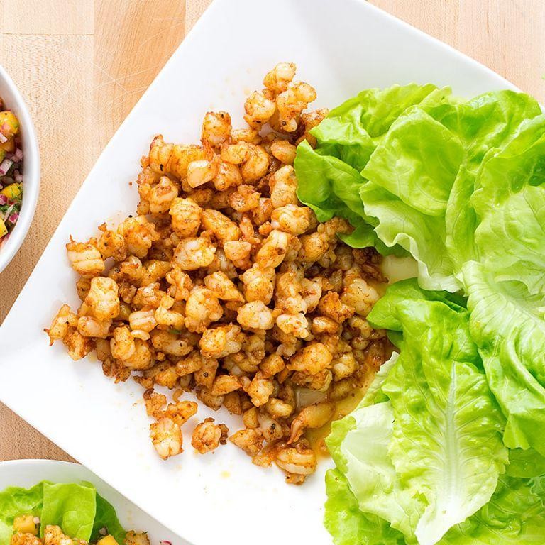 Spicy Shrimp Cabbage Wraps with Mango Salsa
