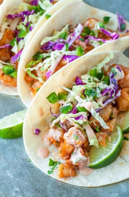 Spicy Shrimp and Salmon Tacos