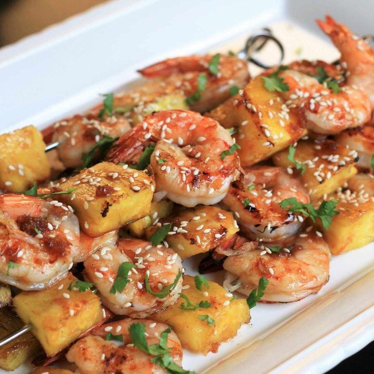 Spicy Teriyaki Shrimp and Pineapple Skewers