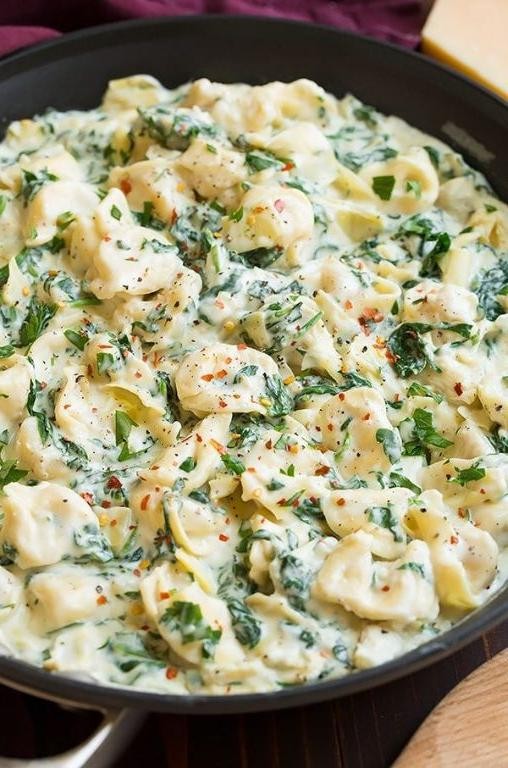 Spinach and Artichoke Mushroom Tortellini
