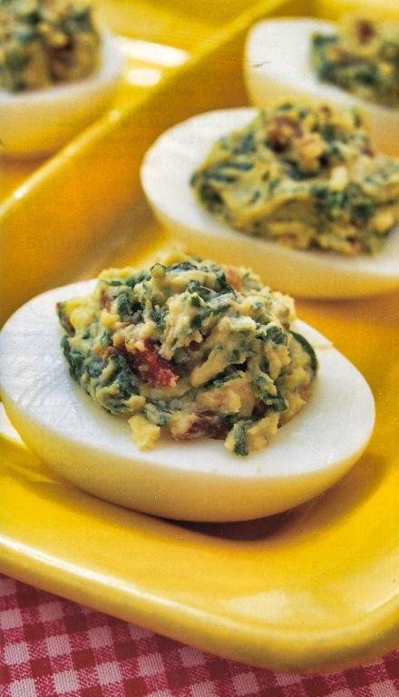 Spinach and Bacon Deviled Eggs