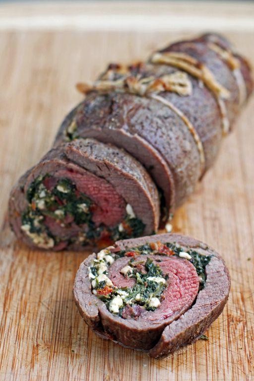 Spinach and Feta Flank Steak Pinwheels
