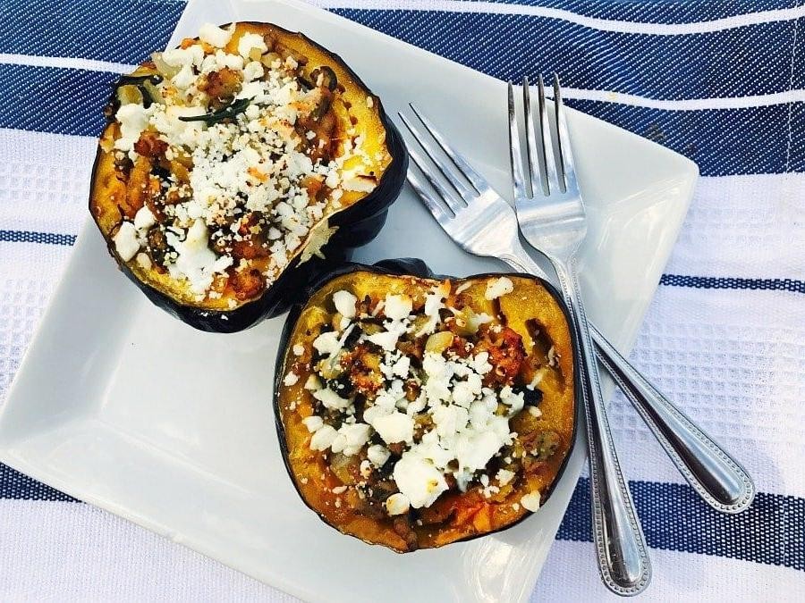 Spinach and Feta Stuffed Acorn Squash