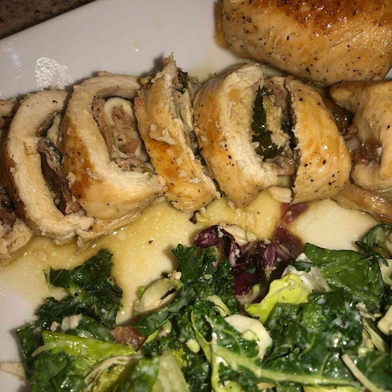 Spinach and Mozzarella Stuffed Chicken Saltimbocca