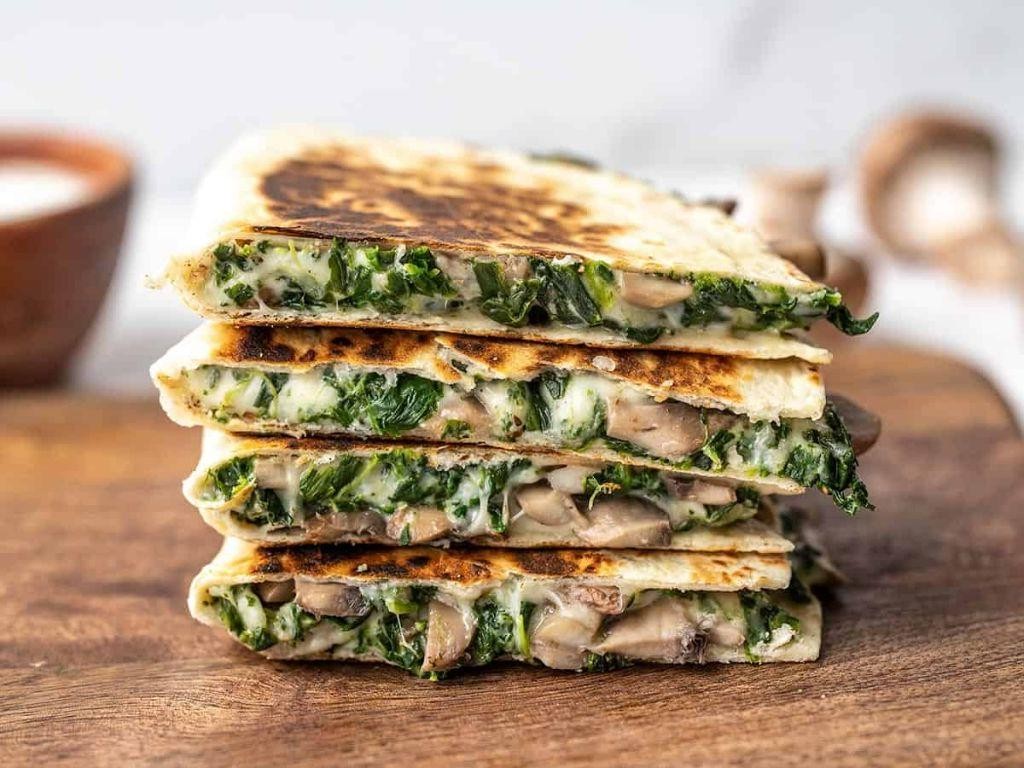 Spinach and Mushroom Quesadilla