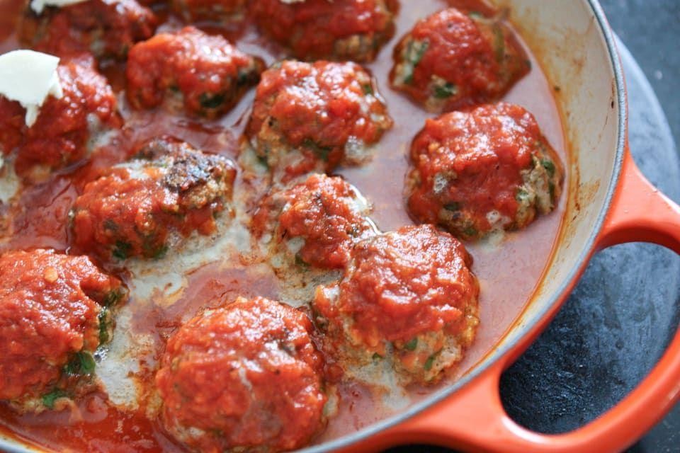 Spinach and Ricotta Stuffed Meatballs
