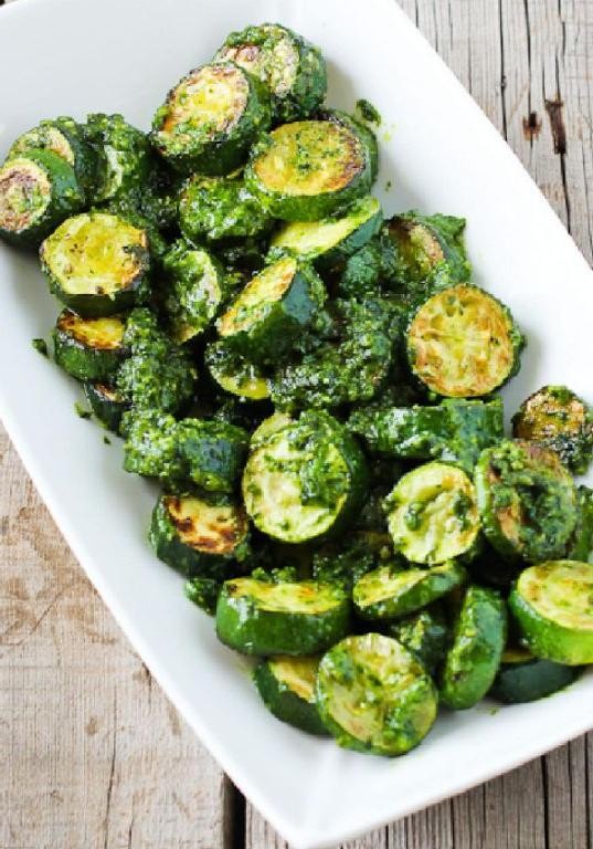 Steamed Zucchini with Basil Pesto