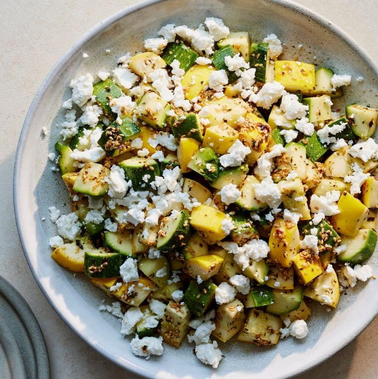 Steamed Zucchini with Feta and Mint