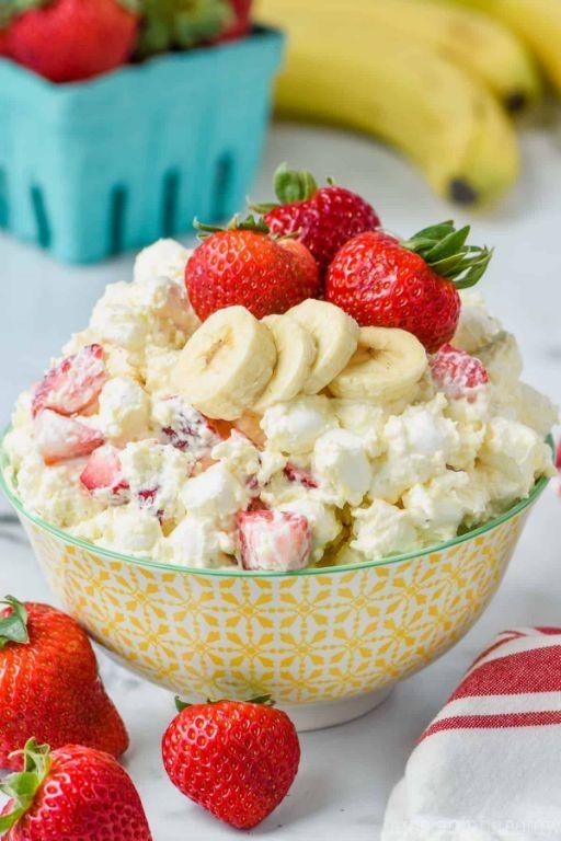 Strawberry Banana Cream Fruit Cocktail