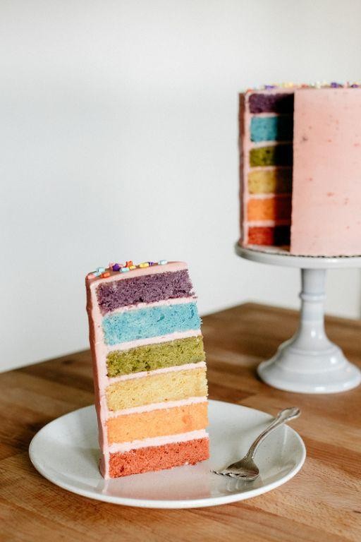 Strawberry Rainbow Layer Cake