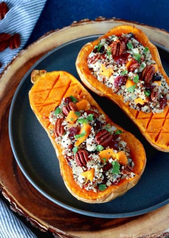 Stuffed Hubbard Squash with Quinoa and Cranberries