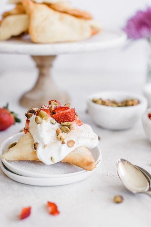 Sweet Berry Sopaipillas with Whipped Cream
