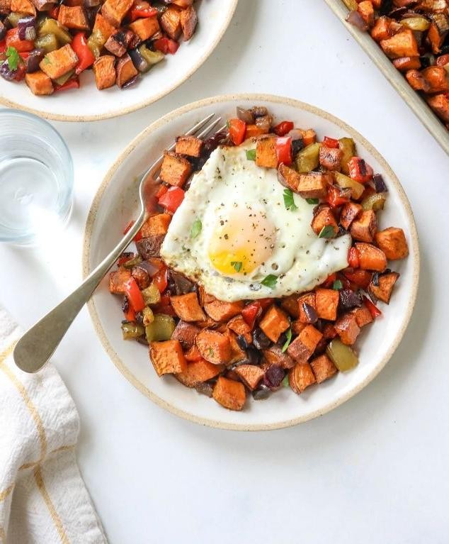 Sweet Potato Hash with Fried Eggs