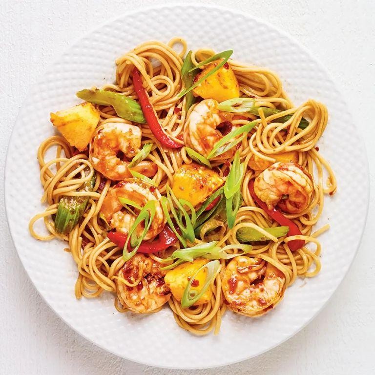 Sweet and Sour Shrimp and Vegetable Lo Mein