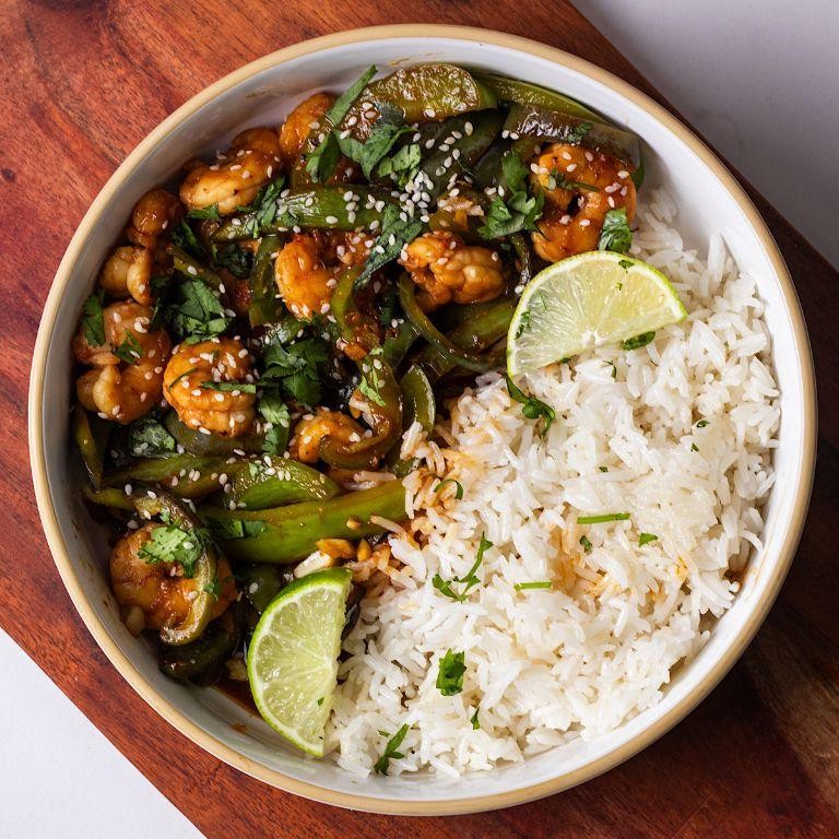 Sweet and Sour Shrimp with Coconut Rice