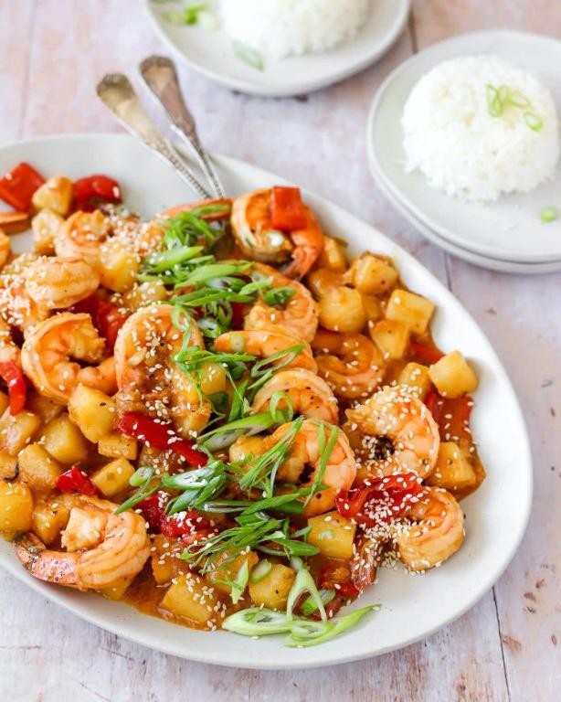 Sweet and Sour Shrimp with Sesame Seeds