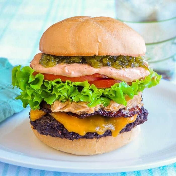 Sweet and Spicy Peanut Butter Bacon Burgers