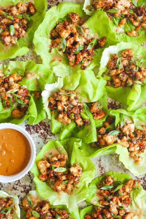Thai Peanut Chicken Breast Lettuce Wraps