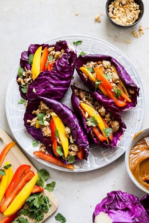 Thai Peanut Chicken Cabbage Wraps