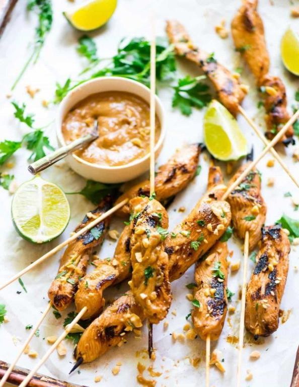 Thai Peanut Chicken Skewers