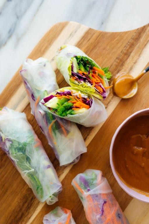 Thai Peanut Veggie Rice Paper Rolls
