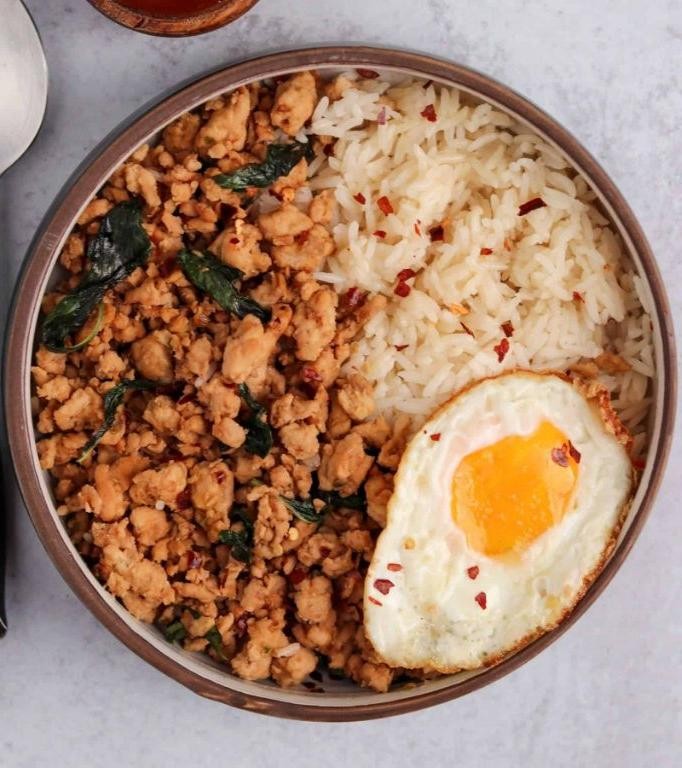 Thai basil ground chicken with jasmine rice