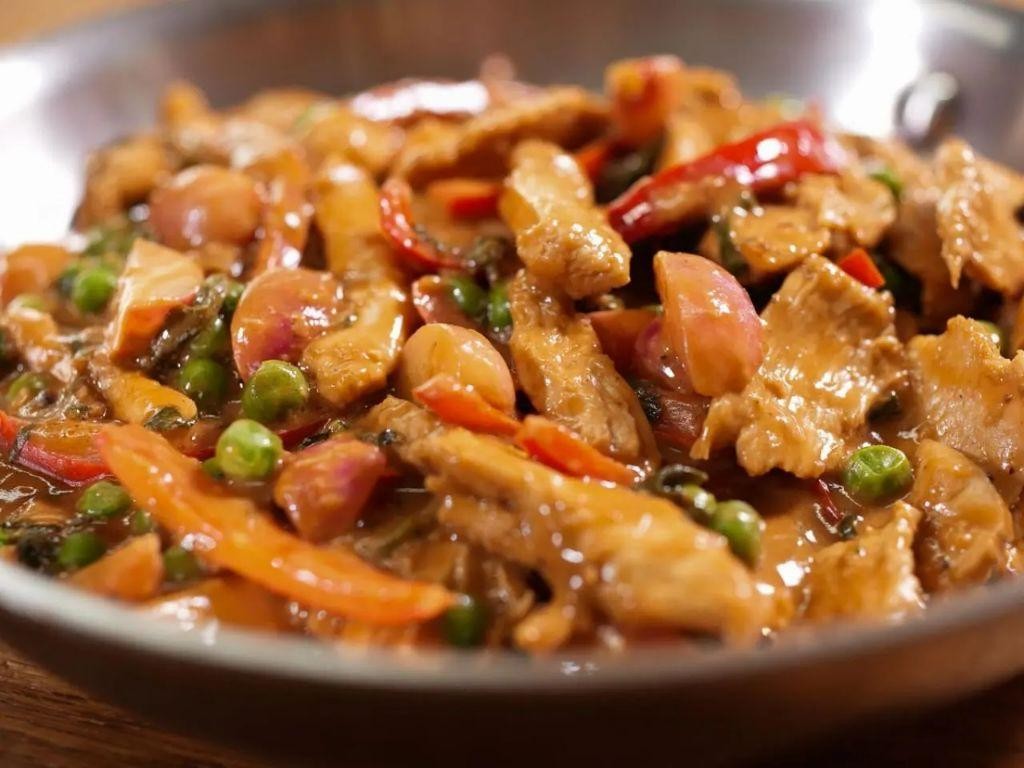 Thrasher Shark Stir-Fry with Spicy Peanut Sauce