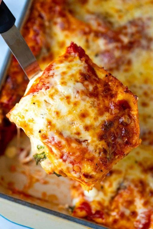 Three-Cheese Lasagna with Mozzarella, Ricotta, and Parmesan