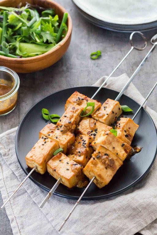 Tofu Yakitori with Spicy Miso Glaze