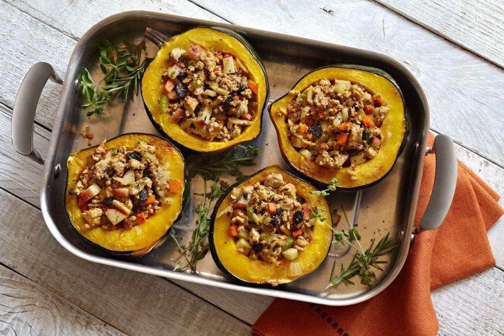Tofu and Peanut Sauce Stuffed Acorn Squash