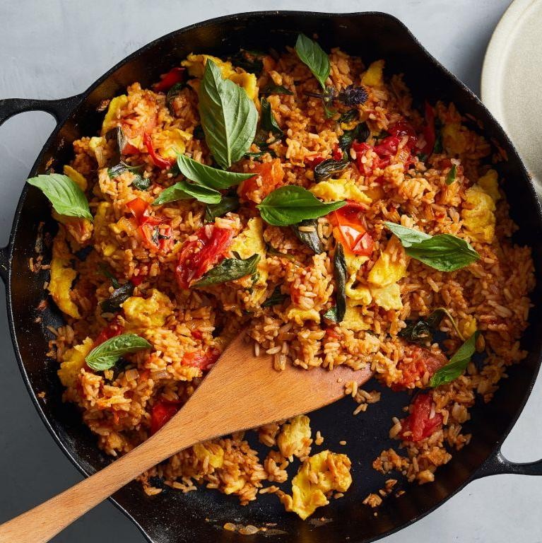 Tomato Basil Vegetable Rice Bake