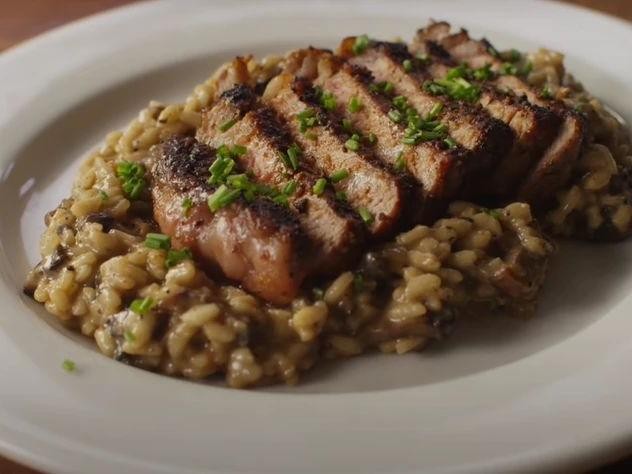 Tri Tip Steak and Mushroom Risotto