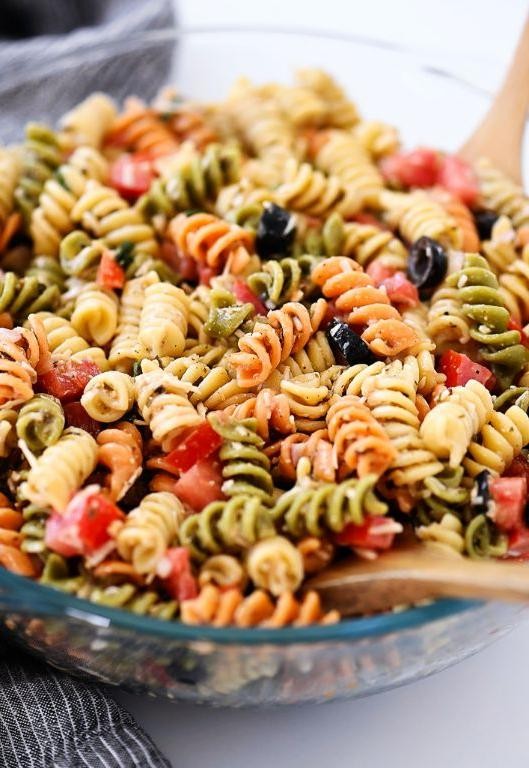 Tri-Colored Pasta Salad with Crispy Bacon and Parmesan