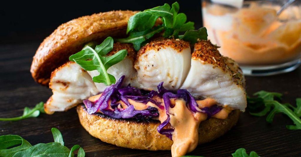 Triggerfish Burgers with Sriracha Mayo