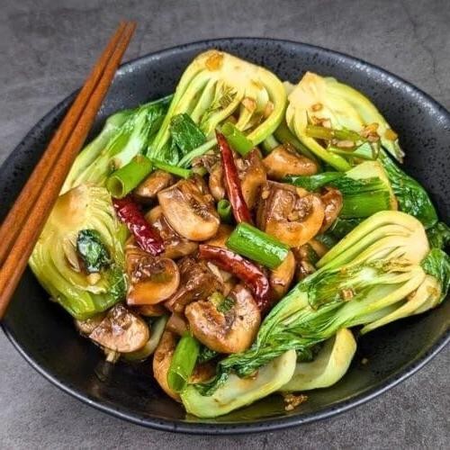 Triggerfish Stir-Fry with Bok Choy and Mushrooms