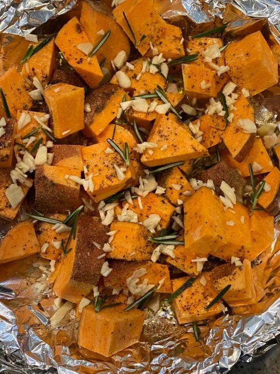 Truffle Oil Diced Sweet Potatoes
