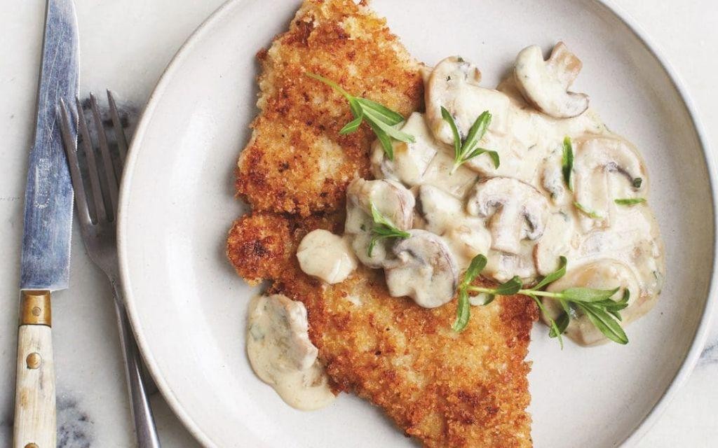Turkey Breast Schnitzel with Mushroom Sauce