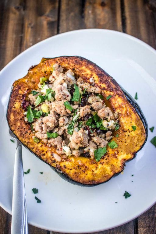 Turkey and Cranberry Stuffed Acorn Squash