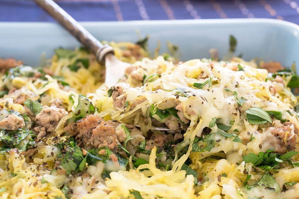 Turkey and Mushroom Spaghetti Squash Casserole