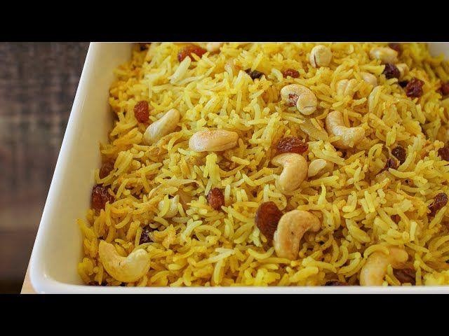 Turmeric Rice Pilaf with Raisins and Cashews