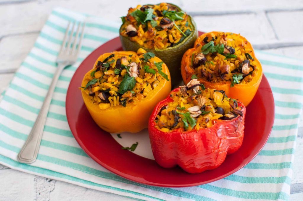 Turmeric Rice Stuffed Bell Peppers