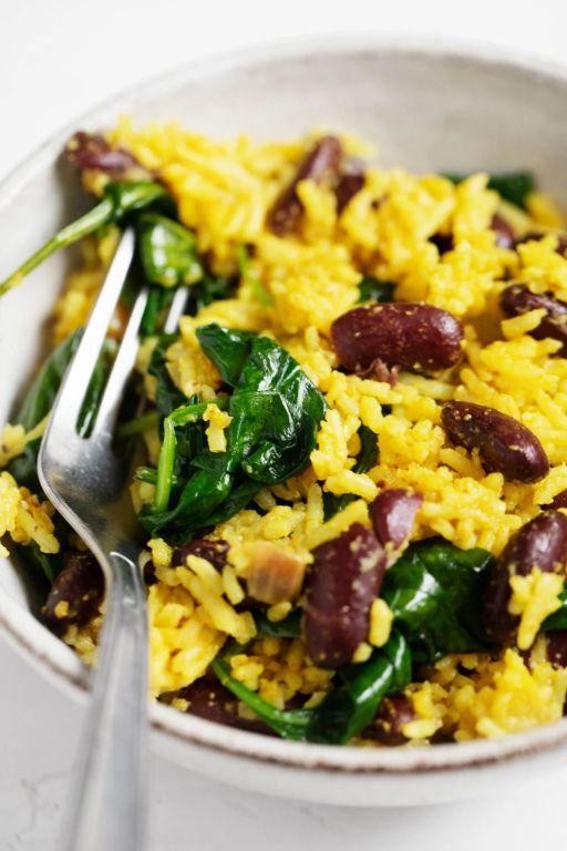 Turmeric Rice with Spinach and Feta