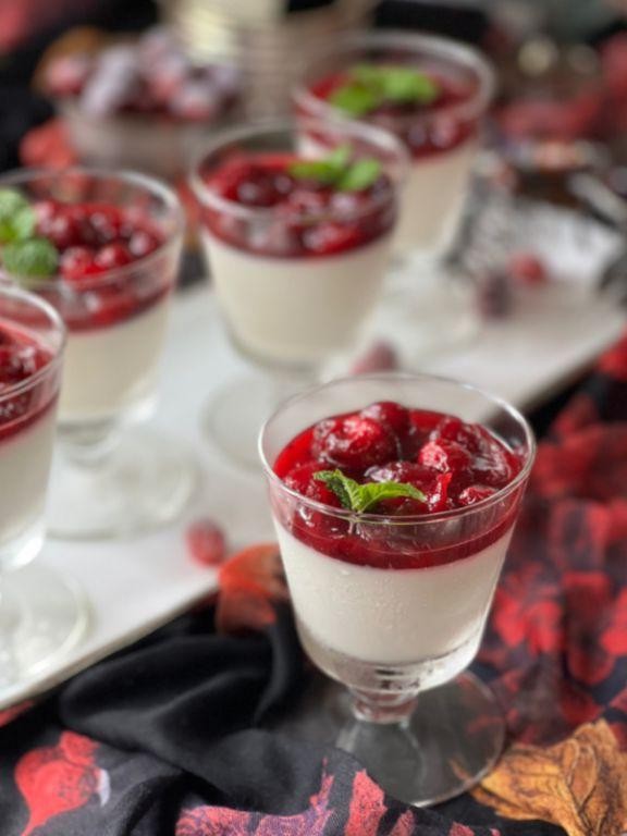 Vanilla Bean Cranberry Panna Cotta